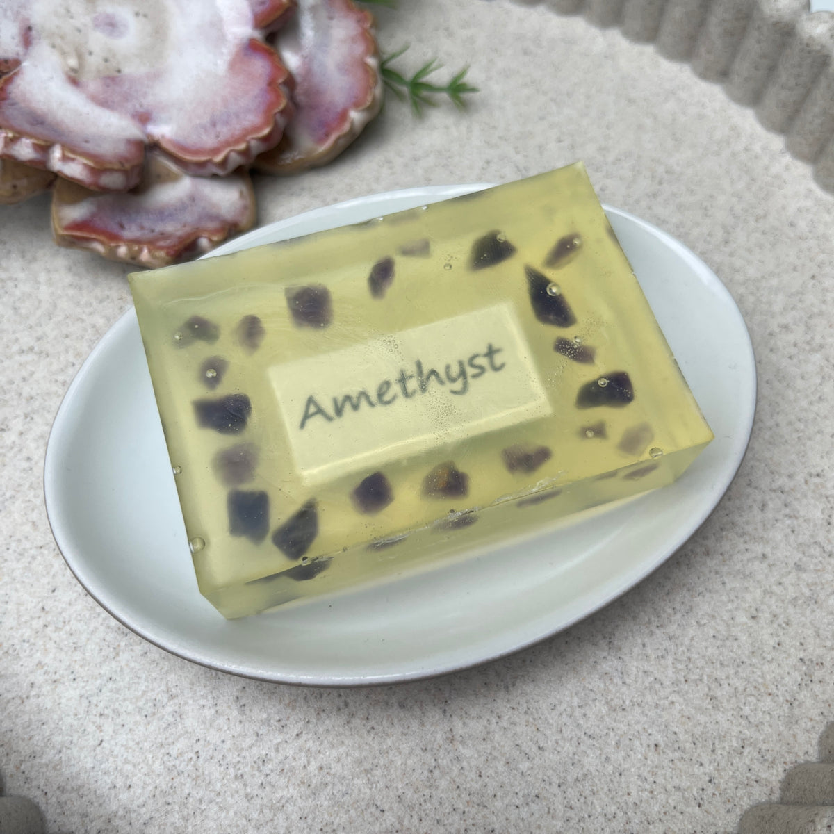 Seife mit Edelsteinen - Amethyst - Eukalyptusduft