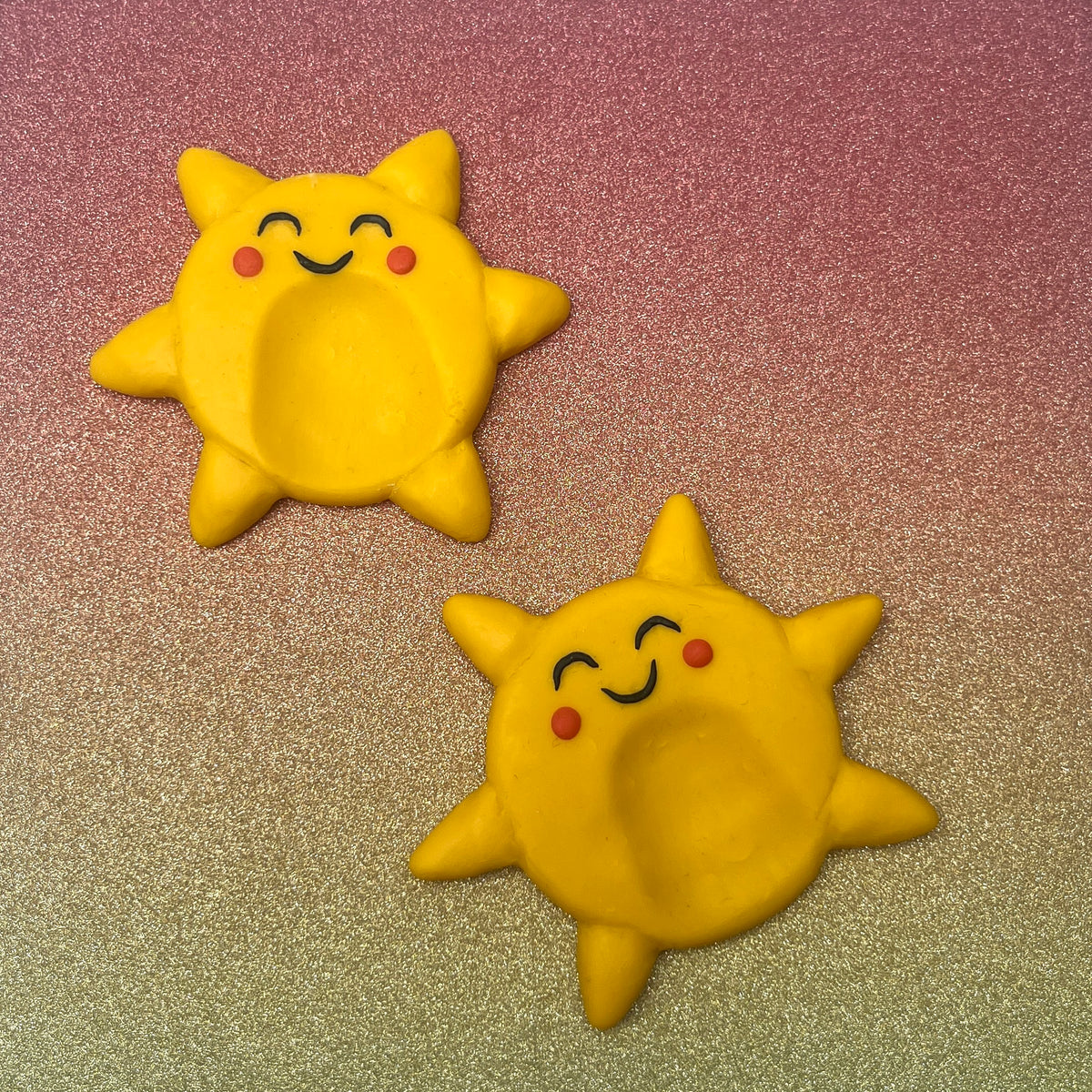 Polymer Clay Sonne Worry Stone – zwei Exemplare
