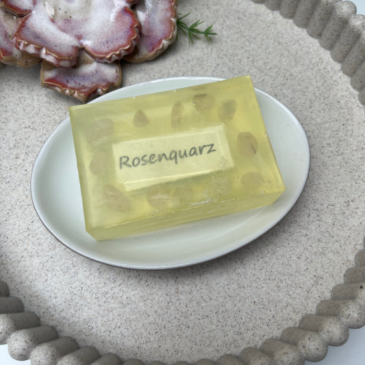 Seife mit Edelsteinen - Rosenquarz - Eukalyptusduft
