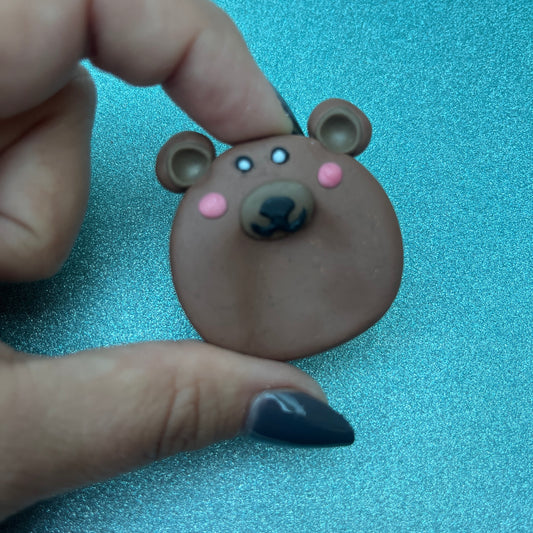 Polymer Clay Bär Worry Stone in Hand