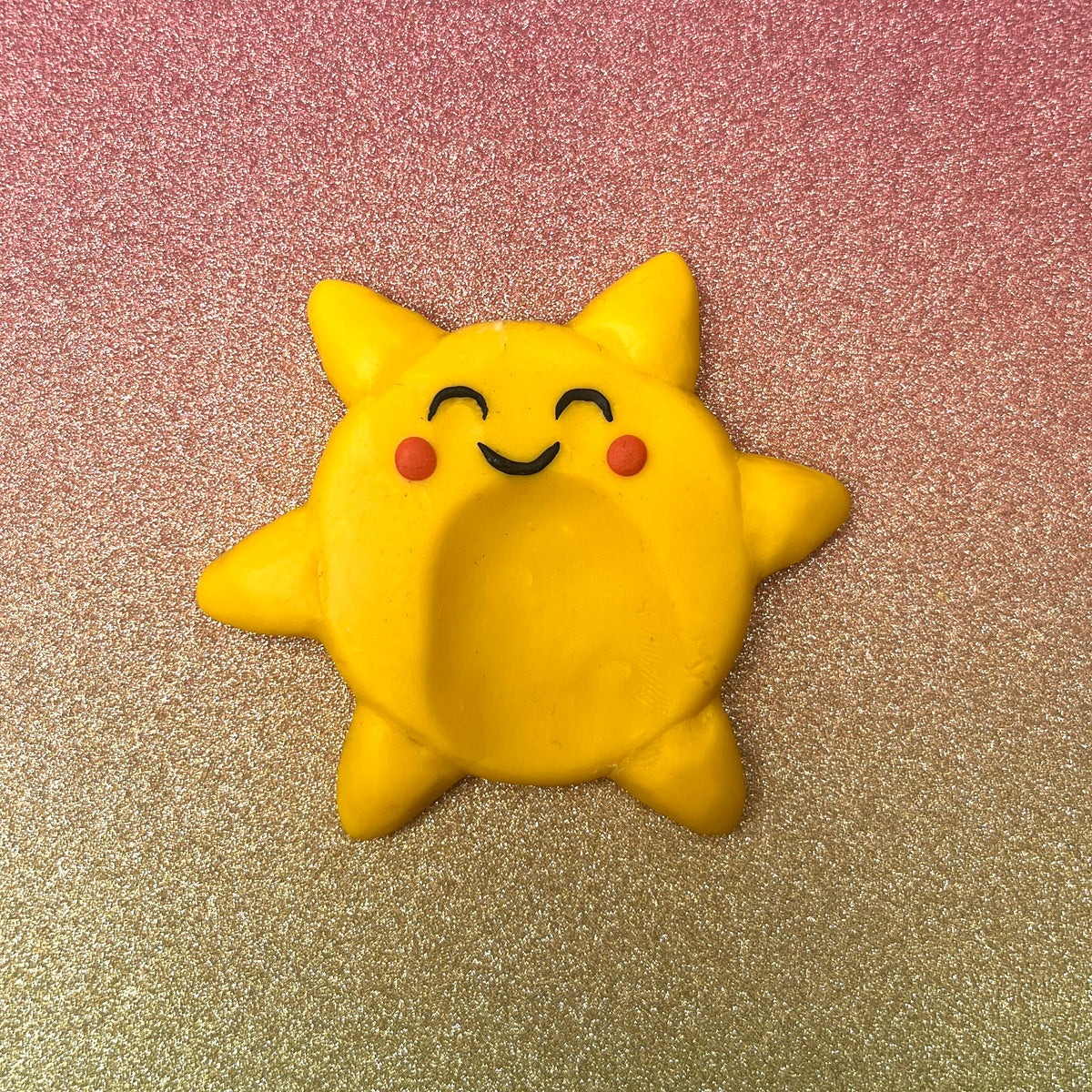 Polymer Clay Sonne Worry Stone – Draufsicht